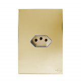 Conjunto Tomada 20a horizontal 4x2 - Novara Glass Dourado Cromado